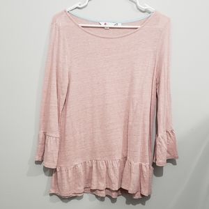 Dusty Pink Boden 100% Linen Flare Peplum Top